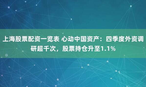 上海股票配资一览表 心动中国资产：四季度外资调研超千次，股票持仓升至1.1%